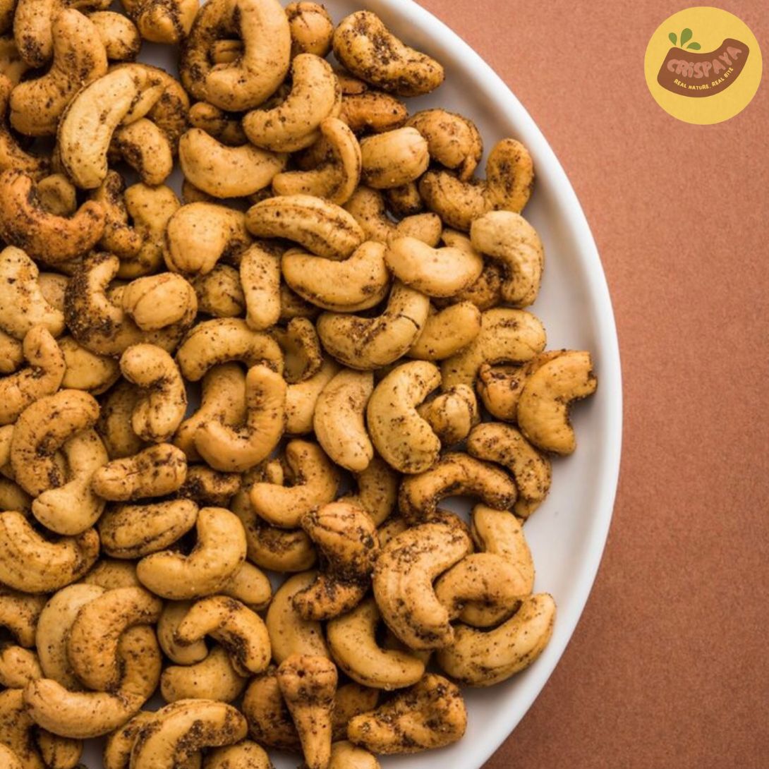 Crispaya Premium Black Pepper Cashews - Dry Roasted Whole Kaju - 200g